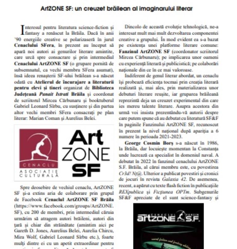 ArtZONE SF: un creuzet brăilean al imaginarului literar